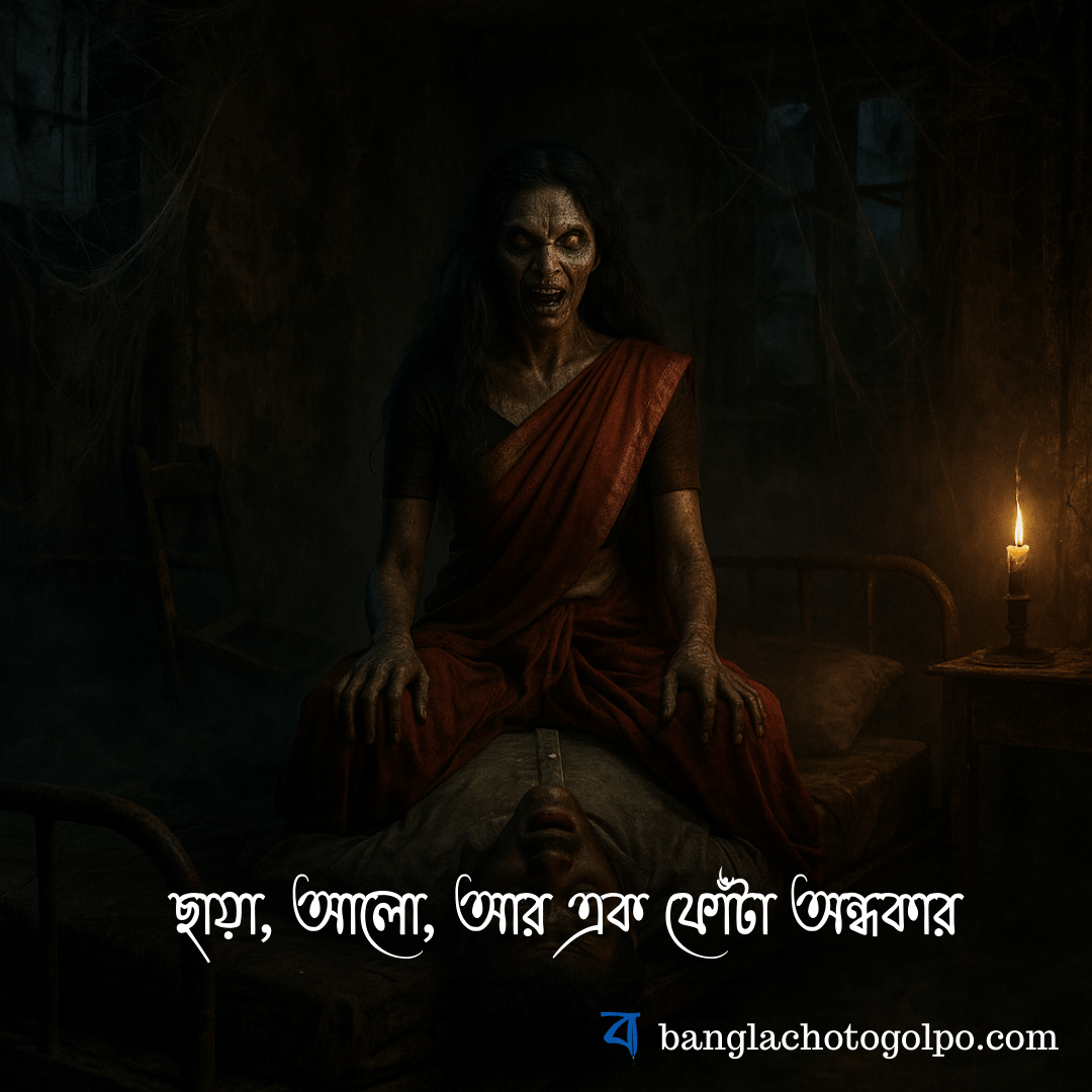 ভয়, প্রেম আর অতৃপ্ত আত্মার রহস্যে মোড়া এক অনন্য রোমান্টিক বাংলা ছোট গল্প। ঈশান ও অন্বেষার জীবনে ঘটে যাওয়া এক রাত বদলে দেয় সবকিছু। এখনই পড়ুন এই ভৌতিক প্রেম কাহিনি!