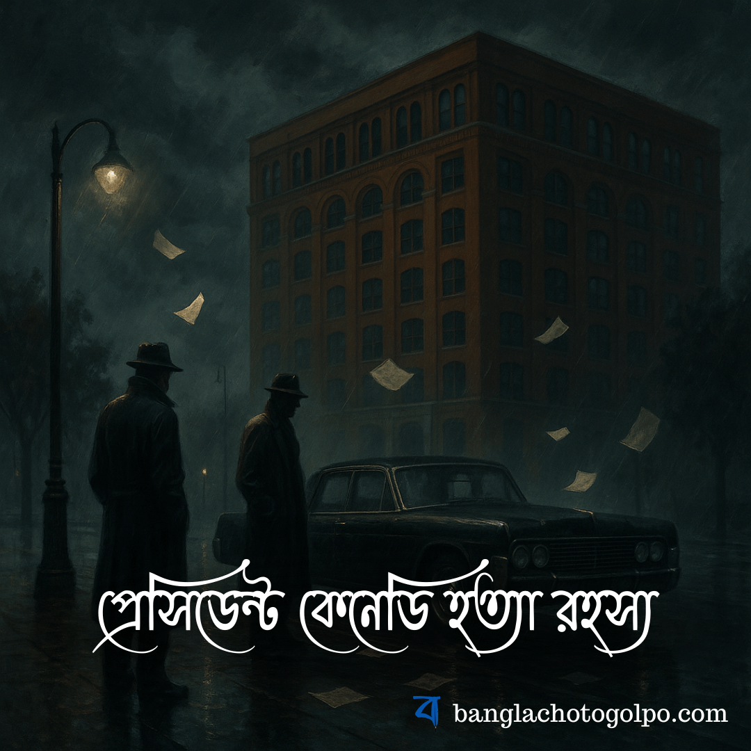কেনেডি হত্যাকাণ্ডের অমীমাংসিত সত্য ও চলমান গবেষণা নিয়ে রহস্যঘেরা বাংলা ছোট গল্প, যেখানে ষড়যন্ত্র তত্ত্ব ও নতুন তথ্য উন্মোচনের প্রচেষ্টা উঠে এসেছে।